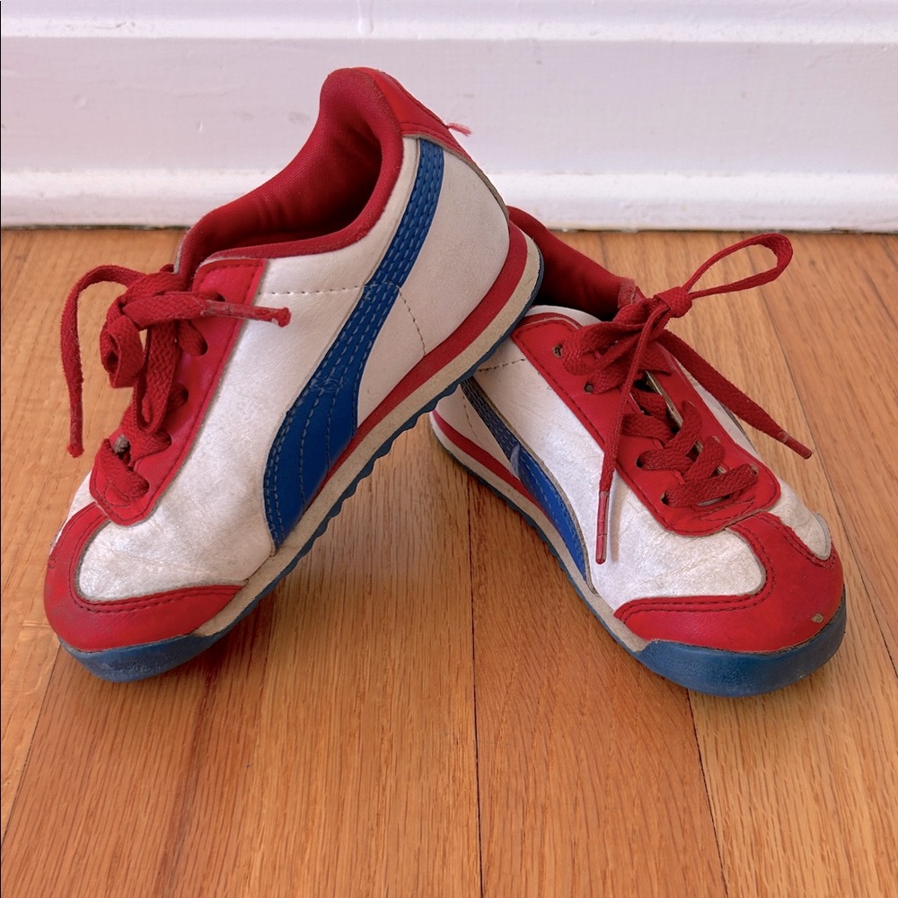 Puma Roma Kids Red, White and Blue Sneakers